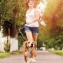 Blue - JESPET Hands Free Dog Leash for Running, Walking, Hiking Jogging for Medium & Large Dogs up to 150lbs, Durable Dual Handle Waist Leash with Reflective Bungee and Adjustable Waist - 1'' x 48''