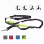 Grey - JESPET Hands Free Dog Leash for Running, Walking, Hiking Jogging for Medium & Large Dogs up to 150lbs, Durable Dual Handle Waist Leash with Reflective Bungee and Adjustable Waist - 1'' x 48''