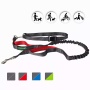Red - JESPET Hands Free Dog Leash for Running, Walking, Hiking Jogging for Medium & Large Dogs up to 150lbs, Durable Dual Handle Waist Leash with Reflective Bungee and Adjustable Waist - 1'' x 48''