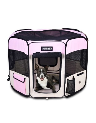 Pink - JESPET Pet Dog Playpens 36", 45" & 61" Portable Soft Dog Exercise Pen Kennel with Carry Bag for Puppy Cats Kittens Rabbits, Indoor/Outdoor Use - 45x45x24 Inch