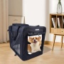 Black - JESPET Soft Pet Crates Kennel, 3 Door Soft Sided Folding Travel Pet Carrier with Straps and Fleece Mat for Dogs, Cats, Rabbits, Indoor/Outdoor Use with Grey, Blue & Beige, Black - 36"L x 24"W x 27"H