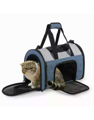 Blue Grey - JESPET Soft-Sided Kennel Pet Carrier for Small Dogs, Cats, Puppy, Airline Approved Cat Carriers Dog Carrier Collapsible, Travel Handbag & Car Seat - 16" x 10" x 11"