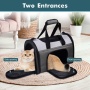 Smoke Grey - JESPET Soft-Sided Kennel Pet Carrier for Small Dogs, Cats, Puppy, Airline Approved Cat Carriers Dog Carrier Collapsible, Travel Handbag & Car Seat - 16" x 10" x 11"