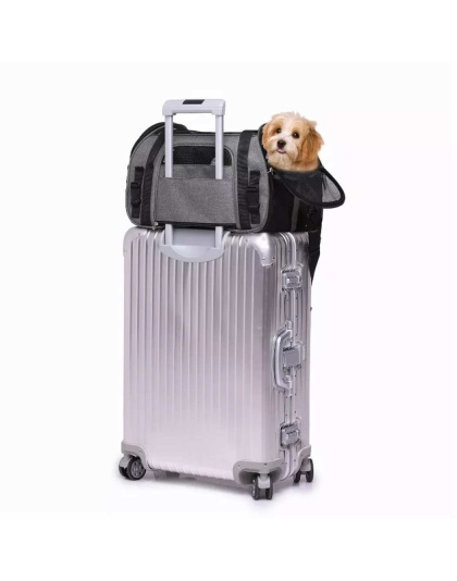 Smoke Grey - JESPET Soft-Sided Kennel Pet Carrier for Small Dogs, Cats, Puppy, Airline Approved Cat Carriers Dog Carrier Collapsible, Travel Handbag & Car Seat - 19" x 10" x 13"