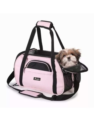 Pink - JESPET Soft-Sided Kennel Pet Carrier for Small Dogs, Cats, Puppy, Airline Approved Cat Carriers Dog Carrier Collapsible, Travel Handbag & Car Seat - 17" x 9" x 11.5"