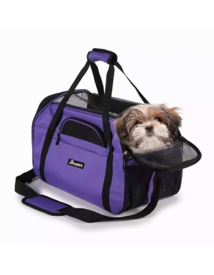 Purple - JESPET Soft-Sided Kennel Pet Carrier for Small Dogs, Cats, Puppy, Airline Approved Cat Carriers Dog Carrier Collapsible, Travel Handbag & Car Seat - 17" x 9" x 11.5"