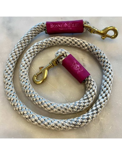 Silver Gray w/ Fuchsia Leather Sleeve - Rope Leash