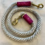 Silver Gray w/ Fuchsia Leather Sleeve - Rope Leash