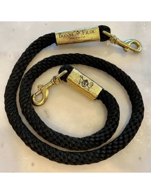 Black w/ Metallic Gold Leather Sleeve - Rope Leash