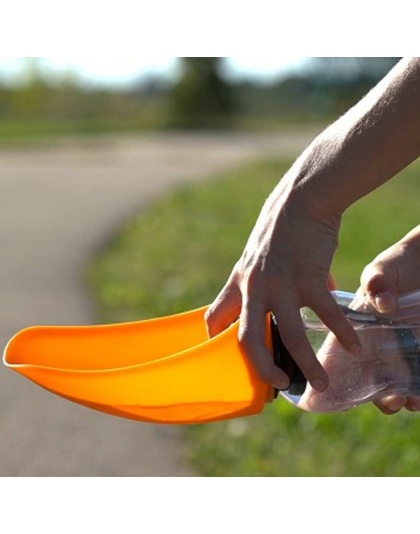 Orange - Fold-A-Bowl - Portable Pet Water Bottle and Bowl