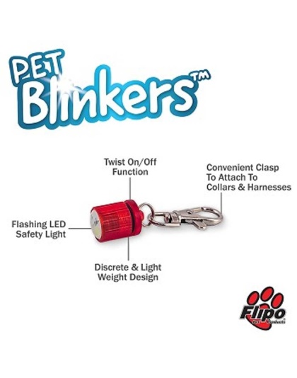 Red - Red/Blue LED - Pet Blinkers Flashing LED Pet Safety Light  - Small Breed
