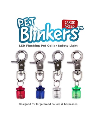 Blue - Blue/White LED - Pet Blinkers Flashing LED Pet Safety Light  - Large Breed