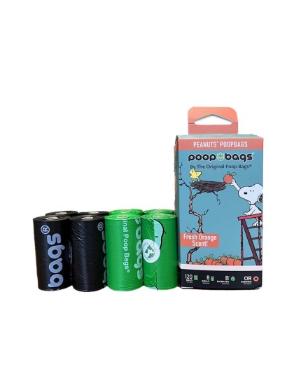 BLACK/GREEN - USDA Biobased Peanuts Orange Scented Leash Rolls - 120 Bags
