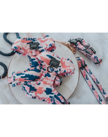 Pink Camopaws - Adjustable Harness  - Small