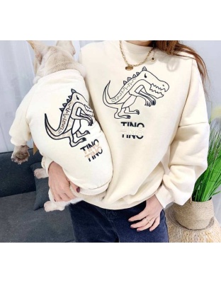 Beige - Dinosaur Love - Matching Pet and Owner Clothing Set -   Large