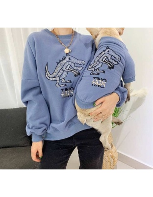 Blue - Dinosaur Love - Matching Pet and Owner Clothing Set -   Large