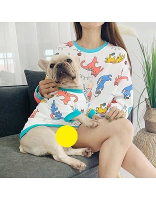 White -  Little Dinosaur - Matching Pet and Owner Clothing Set -  Small
