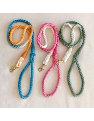 Dark Green Ombree - Hand Dyed Cotton Rope Leash