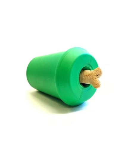 Green - Coffee Cup Durable Rubber Chew Toy and Treat Dispenser - Medium