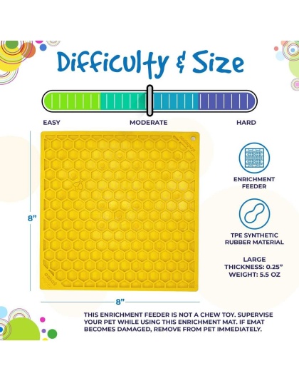 Yellow - Honeycomb Design Emat Enrichment Lick Mat - Large