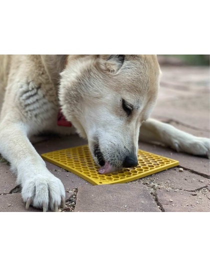 Yellow - Honeycomb Design Emat Enrichment Lick Mat - Large