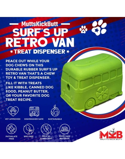 Green - MKB Surf's Up! Retro Van  Durable Chew Toy & Treat Dispenser