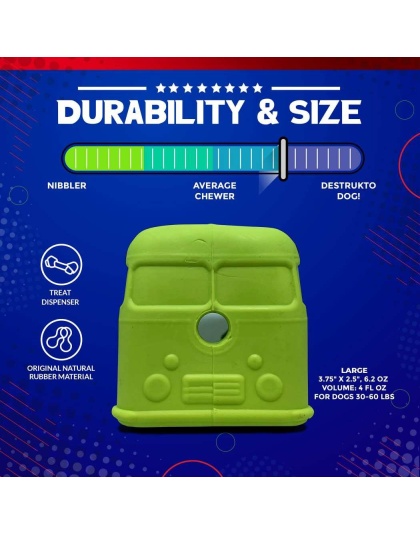 Green - MKB Surf's Up! Retro Van  Durable Chew Toy & Treat Dispenser