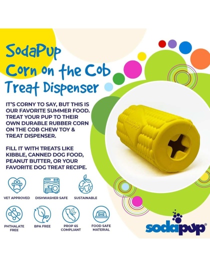 Yellow - SodaPup Corn on the Cob Treat Dispenser  - Large