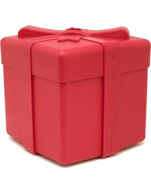 Red - SP Gift Box Durable Rubber Chew Toy & Treat Dispenser - Large