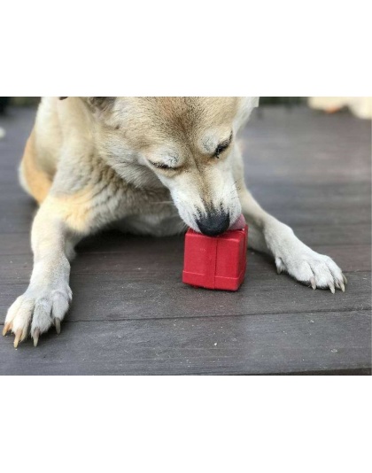 Red - SP Gift Box Durable Rubber Chew Toy & Treat Dispenser - Large