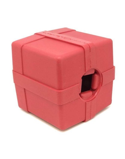Red - SP Gift Box Durable Rubber Chew Toy & Treat Dispenser - Medium