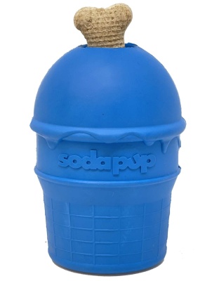 Blue - SP Ice Cream Cone Durable Rubber Chew Toy and Treat Dispenser - Medium