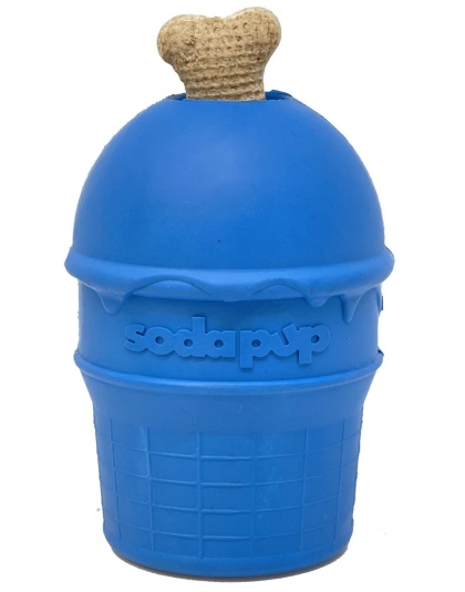 Blue - SP Ice Cream Cone Durable Rubber Chew Toy and Treat Dispenser - Medium