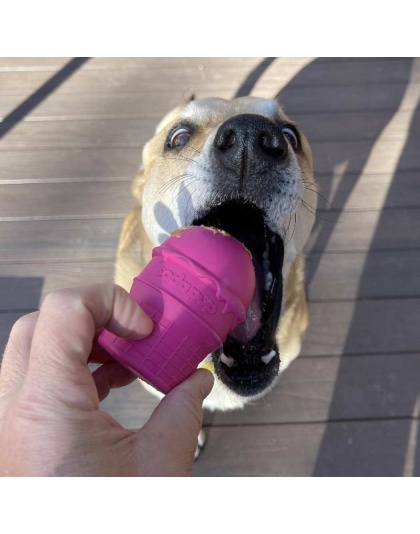 Blue - SP Ice Cream Cone Durable Rubber Chew Toy and Treat Dispenser - Medium