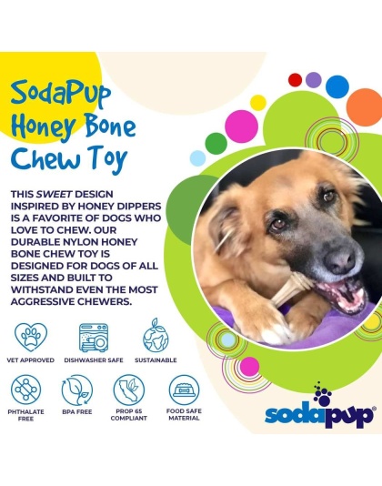 Brown - SP Honey Bone Ultra Durable Nylon Dog Chew Toy for Aggressive Chewers  - Small