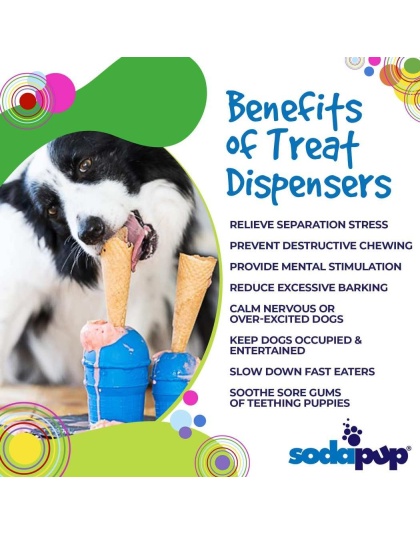 Blue - SP Ice Cream Cone Durable Rubber Chew Toy and Treat Dispenser - Large