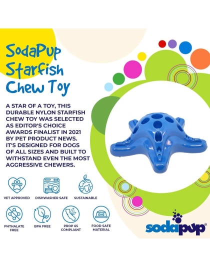 Blue - Starfish Ultra Durable Nylon Dog Chew Toy for Aggressive Chewers