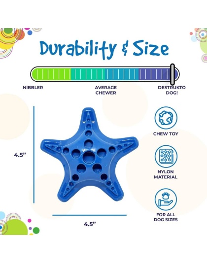 Red - Starfish Ultra Durable Nylon Dog Chew Toy for Aggressive Chewers