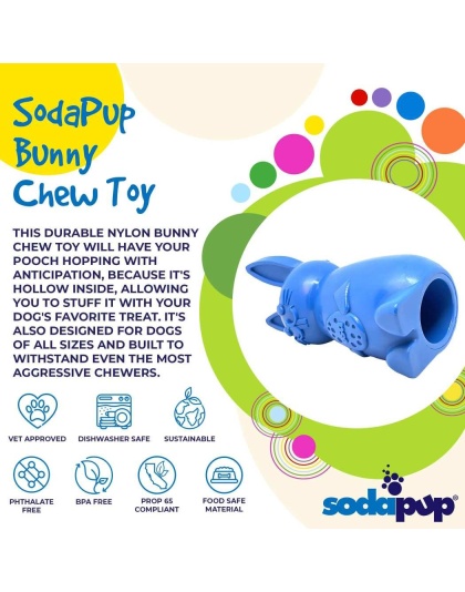 Blue - Durable Nylon Bunny Chew Toy and Enrichment Toy for Aggressive Chewers