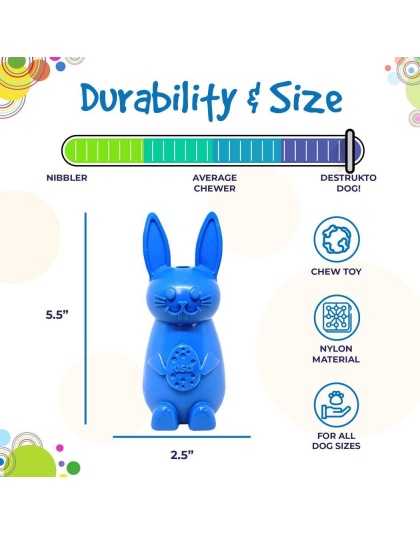 Blue - Durable Nylon Bunny Chew Toy and Enrichment Toy for Aggressive Chewers