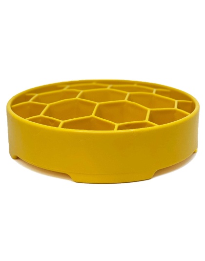 Yellow - Honeycomb Design eBowl Enrichment Slow Feeder Bowl for Dogs