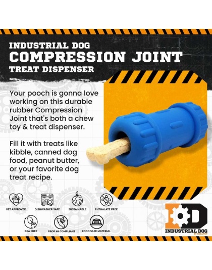 Blue - ID Bone Durable Rubber Chew Toy and Treat Dispenser - Medium
