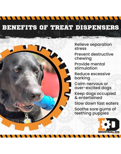 Blue - ID Bone Durable Rubber Chew Toy and Treat Dispenser - Medium