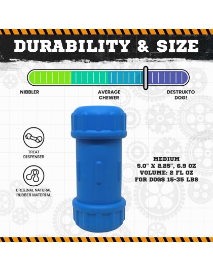 Blue - ID Bone Durable Rubber Chew Toy and Treat Dispenser - Medium