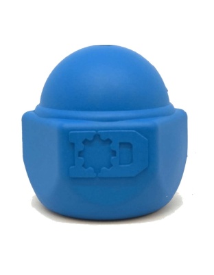 Blue - ID Cap Nut Ultra-Durable Rubber Chew Toy and Treat Dispenser - Large