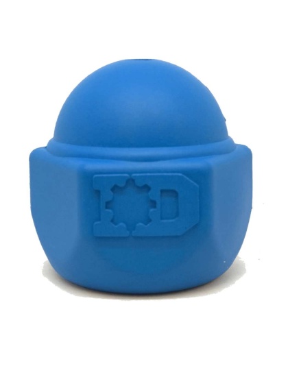 Blue - ID Cap Nut Ultra-Durable Rubber Chew Toy and Treat Dispenser - Large