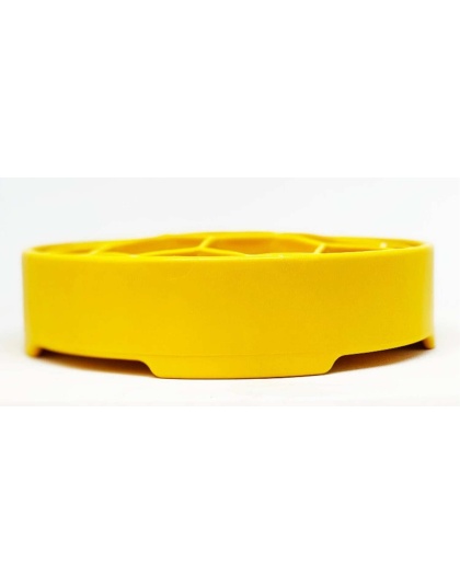 Yellow - Honeycomb Design eBowl Enrichment Slow Feeder Bowl for Dogs