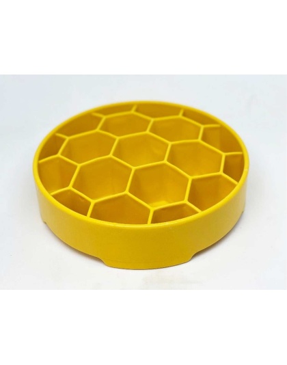 Yellow - Honeycomb Design eBowl Enrichment Slow Feeder Bowl for Dogs