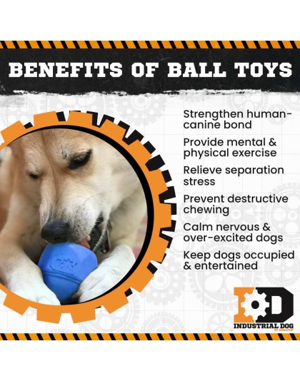 Blue - ID Cap Nut Ultra-Durable Rubber Chew Toy and Treat Dispenser - Large