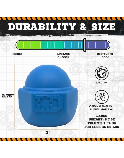 Blue - ID Cap Nut Ultra-Durable Rubber Chew Toy and Treat Dispenser - Large
